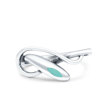 Snake Petite Dainty Promise Ring Simulated Turquoise Band Oxidized 925 Sterling Silver
